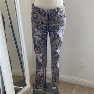 Leopard Print Distressed Jeans